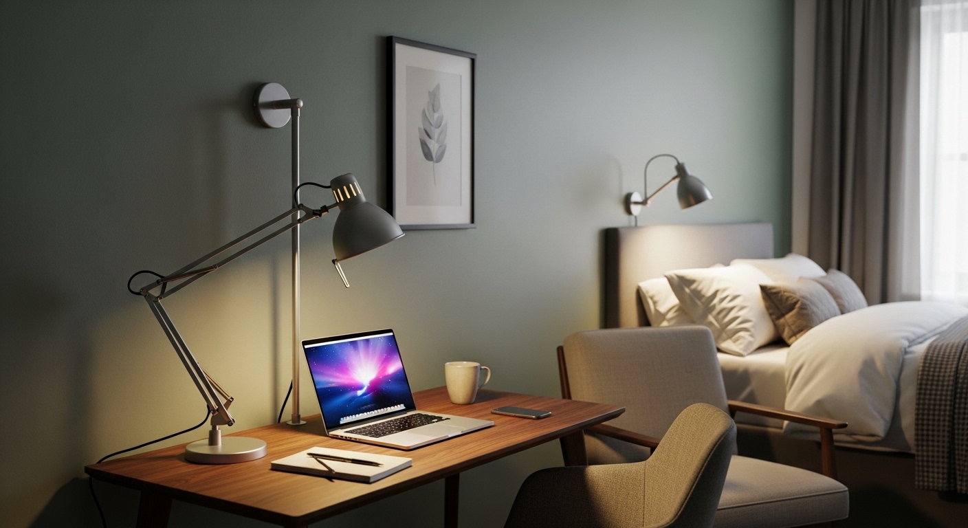 Guest Room That Doubles as a Home Office: Lighting for Both